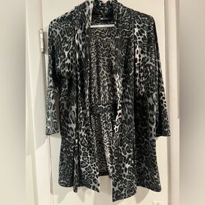AB Studio Leopard Print Open Cardigan Jacket size Large
